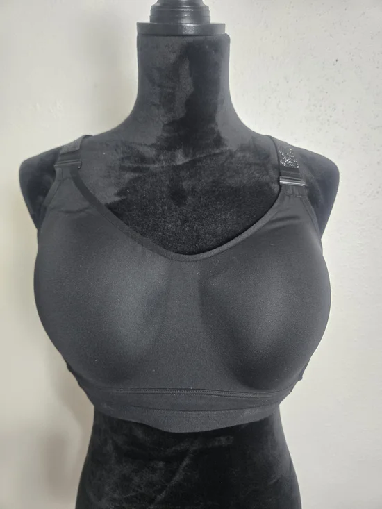 Victoria's Secret Black Wireless Sports Bra with Wide Glitter Straps 34DDD - Picture 2 of 5